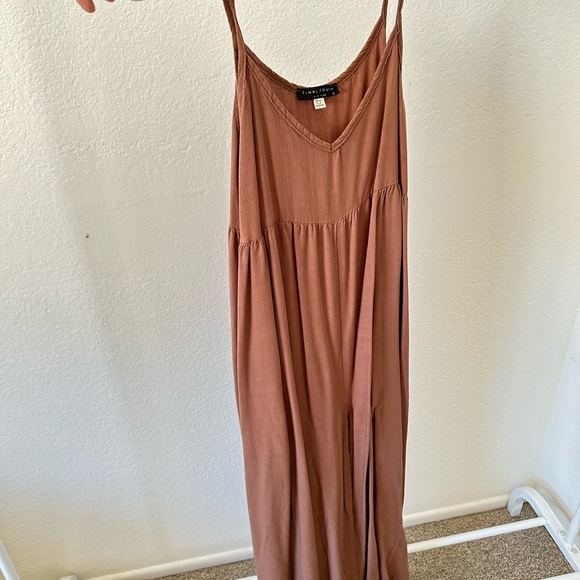 Final Touch Pants - Free People Rust Brown Maxi Jumper - Spaghetti Strap V-Neck
